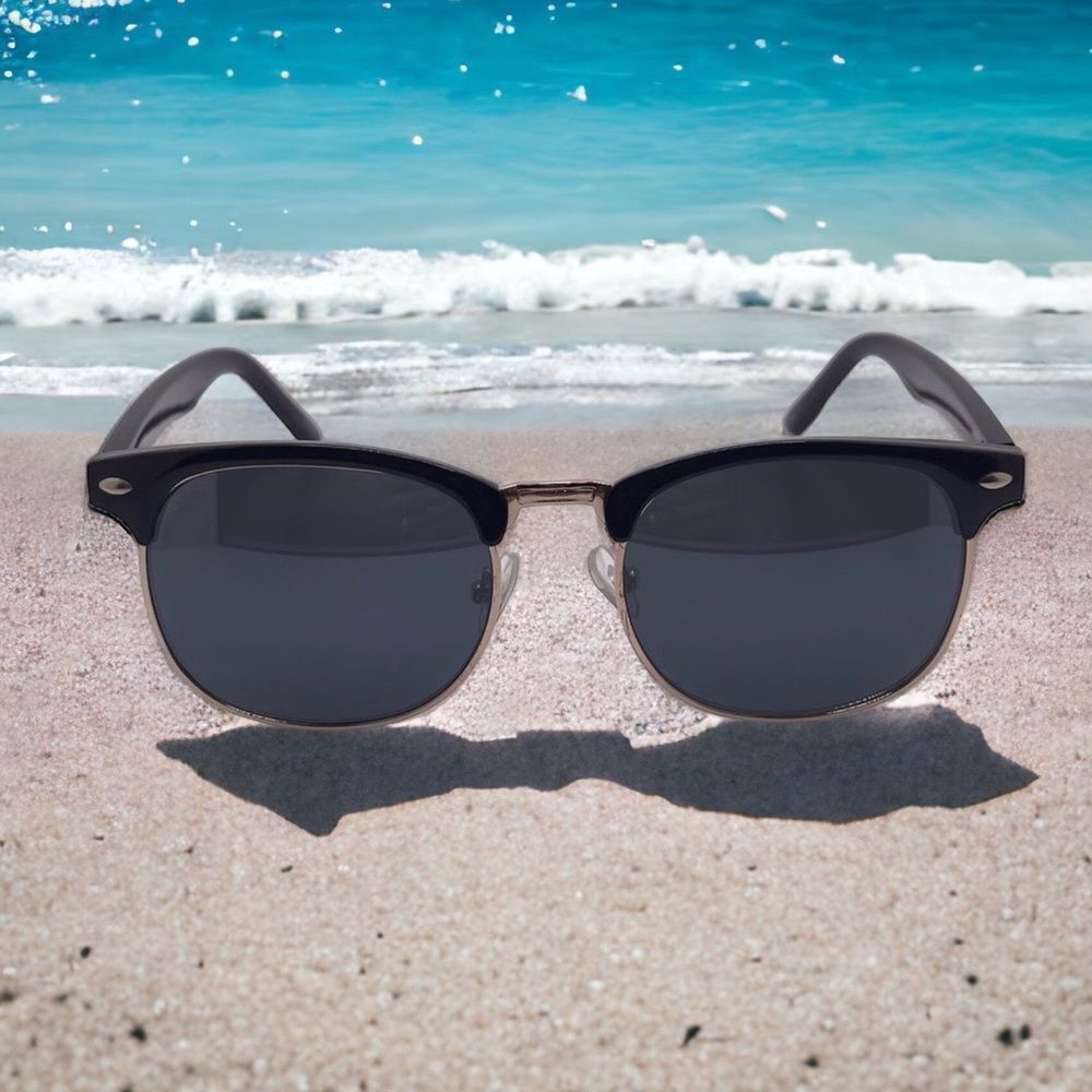 Stylish Black Horned Rim and Gold Frame Sunglasses 😎